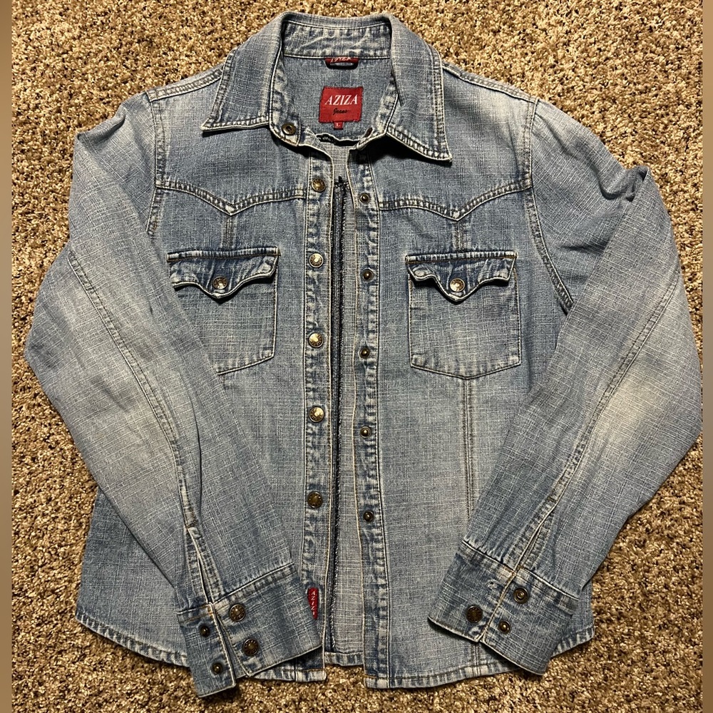 Western denim snap button shirt